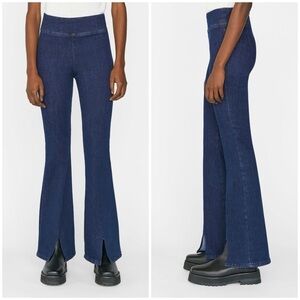 Frame The Jet Set Flare Jeans Womens 2 Front Slit Stretch High Rise Boho Organic